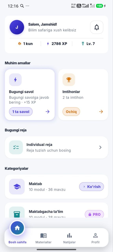 Kelajak Menejerlari ilovasidagi o‘quv jarayoni